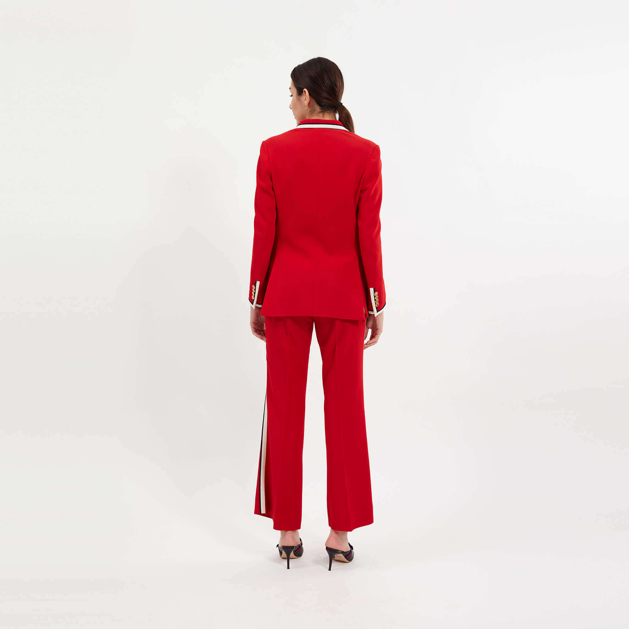 Gucci - Red Viscose White Trim Suit